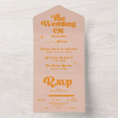 Moderne Tropische Levendige Oranje Bruiloft All In One Uitnodiging (Binnen)