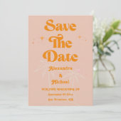 Moderne Tropische Levendige Oranje Bruiloft Save The Date (Staand voorkant)