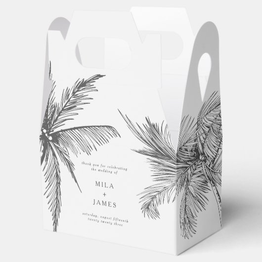 Moderne tropische minimalistische aangepaste bruil bedankdoosjes (Geopend)