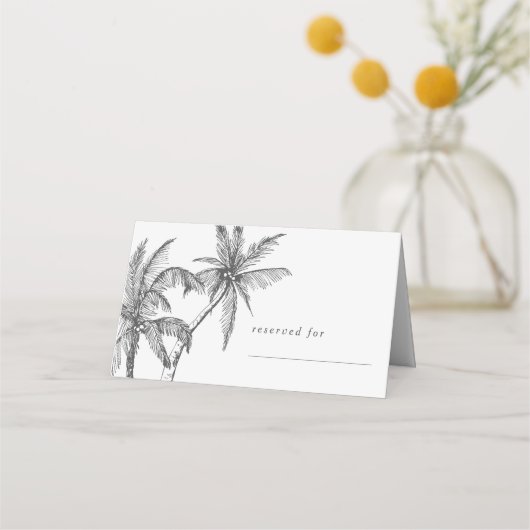 Moderne tropische minimalistische bruiloft plaatskaartje (Voorkant)