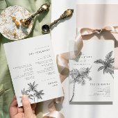 Moderne tropische minimalistische bruiloft programmakaart