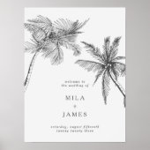 Moderne tropische minimalistische bruiloft welkom poster (Voorkant)