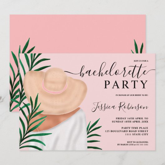 Moderne tropische mode-illustratie vrijgezellenfee kaart (Voorkant / Achterkant)