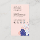 Moderne Tropische Monstera Bladpatroonontwerper II Visitekaartje (Achterkant)