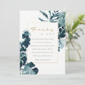 MODERNE TROPISCHE MONSTERA BLAUW LOOF TROUWFEEST BEDANKKAART (Staand voorkant)