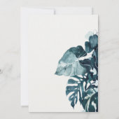 MODERNE TROPISCHE MONSTERA BLAUW LOOF TROUWFEEST BEDANKKAART (Achterkant)