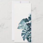 Moderne Tropische Monstera Blue Foliage Wedding Kaart (Achterkant)