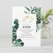 MODERNE TROPISCHE MONSTERA FAUNA BABY SHOWER INVIT BEDANKKAART (Staand voorkant)