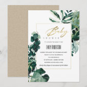 MODERNE TROPISCHE MONSTERA FAUNA BABY SHOWER INVIT BEDANKKAART (Voorkant / Achterkant)