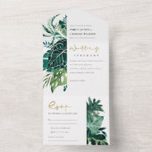 MODERNE TROPISCHE MONSTERA FOLIAGE GROENE WATERVER ALL IN ONE UITNODIGING (Binnen)