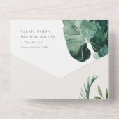 MODERNE TROPISCHE MONSTERA FOLIAGE GROENE WATERVER ALL IN ONE UITNODIGING (Achterkant)