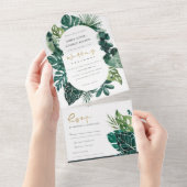 MODERNE TROPISCHE MONSTERA FOLIAGE GROENE WATERVER ALL IN ONE UITNODIGING (Afscheurbaar)