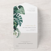 MODERNE TROPISCHE MONSTERA FOLIAGE GROENE WATERVER ALL IN ONE UITNODIGING (Buitenkant)