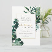 MODERNE TROPISCHE MONSTERA FOLIAGE WEDDING INVITE BEDANKKAART (Staand voorkant)