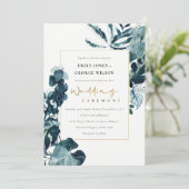 MODERNE TROPISCHE MONSTERA FOLIAGE WEDDING INVITE BEDANKKAART (Staand voorkant)