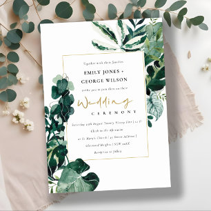 MODERNE TROPISCHE MONSTERA FOLIAGE WEDDING INVITE BEDANKKAART