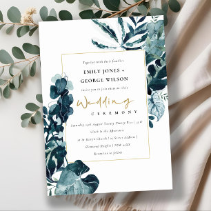 MODERNE TROPISCHE MONSTERA FOLIAGE WEDDING INVITE BEDANKKAART