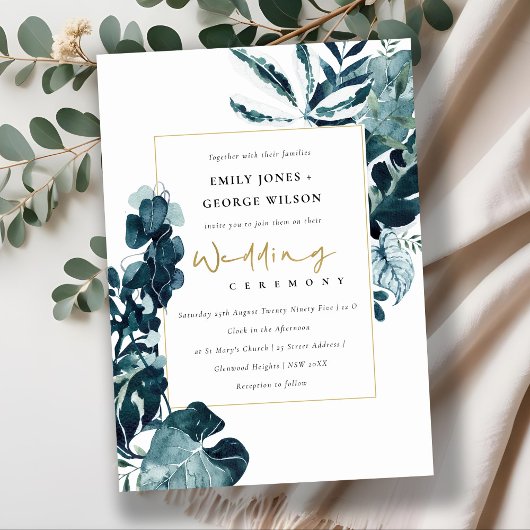 MODERNE TROPISCHE MONSTERA FOLIAGE WEDDING INVITE BEDANKKAART