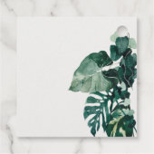 Moderne Tropische Monstera Green Foliage Wedding Bedankjes Labels (Achterkant)