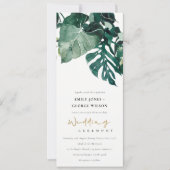 Moderne Tropische Monstera Green Foliage Wedding Kaart (Voorkant)