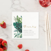 Moderne tropische monstera Green Leafy Fauna Weddi Servet (Insitu)