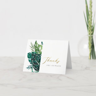 MODERNE TROPISCHE MONSTERA GROENE FOLIAGE WEDDING BEDANKKAART