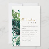 MODERNE TROPISCHE MONSTERA GROENE FOLIAGE WEDDING  BEDANKKAART (Voorkant)