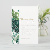 MODERNE TROPISCHE MONSTERA GROENE FOLIAGE WEDDING  BEDANKKAART (Staand voorkant)