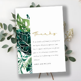MODERNE TROPISCHE MONSTERA GROENE FOLIAGE WEDDING  BEDANKKAART