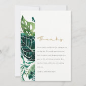 MODERNE TROPISCHE MONSTERA GROENE FOLIAGE WEDDING  BEDANKKAART (Voorkant)