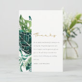 MODERNE TROPISCHE MONSTERA GROENE FOLIAGE WEDDING  BEDANKKAART (Staand voorkant)