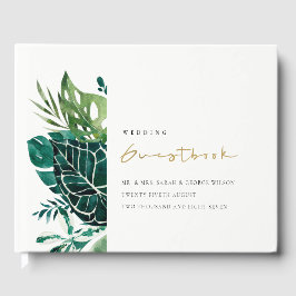Moderne tropische monstera Leafy Foliage Wedding Gastenboek