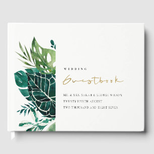 Moderne tropische monstera Leafy Foliage Wedding Gastenboek