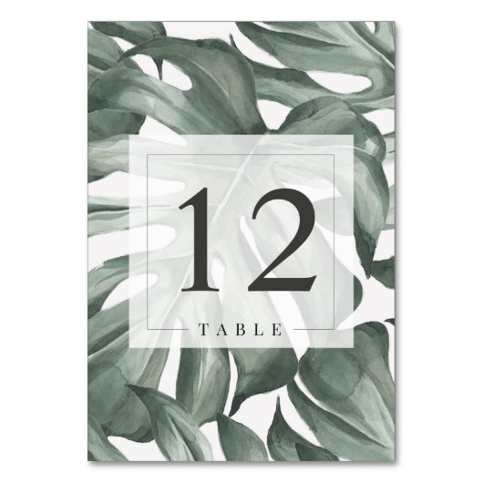 Moderne tropische monstera palm leves Wedding Kaart (Achterkant)
