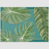 Moderne tropische Oerwoud Leaf Blauwgroen Blue-ont Tissuepapier (Voorkant)