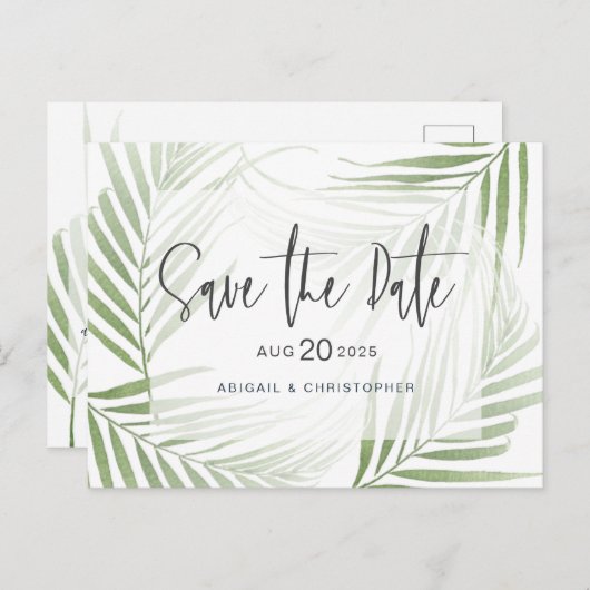 Moderne Tropische olievlek Groen sparen de Datum Briefkaart (Voorkant / Achterkant)