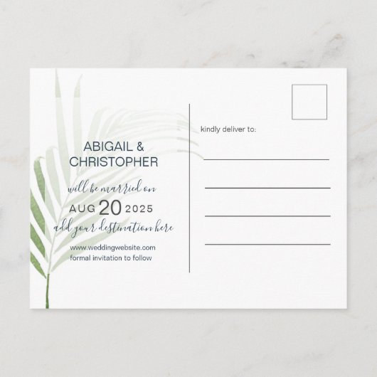 Moderne Tropische olievlek Groen sparen de Datum Briefkaart (Achterkant)