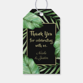 Moderne tropische olievloeistocht bedankt cadeaulabel