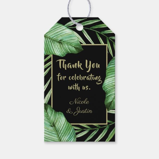 Moderne tropische olievloeistocht bedankt cadeaulabel (Voorkant)