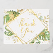 Moderne tropische olievloeistocht bedankt folie uitnodiging briefkaart (Voorkant)