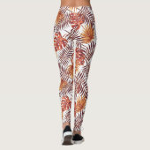 Moderne tropische Oranje palmbomen verlaten zomerk Leggings (Achterkant)
