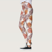 Moderne tropische Oranje palmbomen verlaten zomerk Leggings (Links)