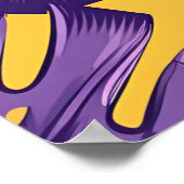 Moderne tropische Paarse bladeren - levendige gele Poster (Hoek)