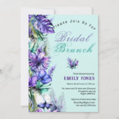 Moderne tropische paarse bloemenbruidsbrunch kaart (Voorkant)