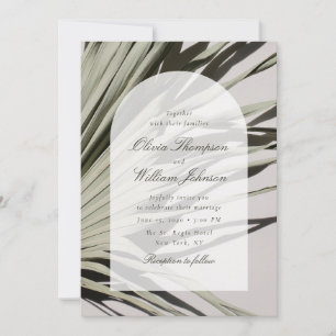 Moderne Tropische Palm Bruiloftsinvatie Elegant Kaart