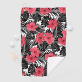 Moderne tropische palm en hibiscus Pattern Golfhanddoek