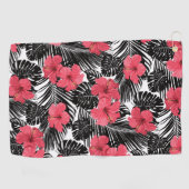 Moderne tropische palm en hibiscus Pattern Golfhanddoek