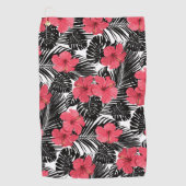 Moderne tropische palm en hibiscus Pattern Golfhanddoek (Voorkant)