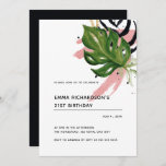 Moderne tropische palm Leaf 21st Birthday Kaart<br><div class="desc">Moderne uitnodiging voor tropische palmen 16e verjaardag</div>