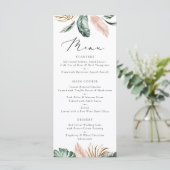Moderne tropische palm Leaf Typography Blush Weddi Menu (Staand voorkant)